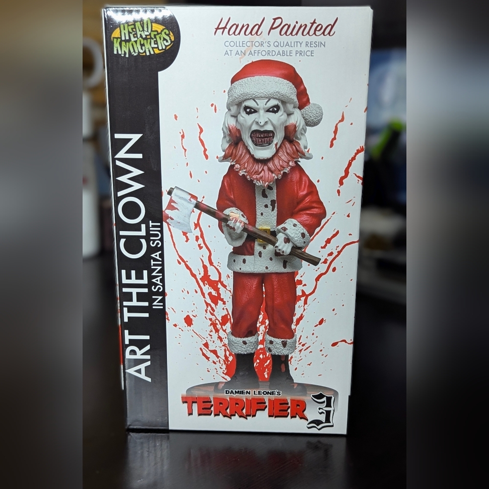 RARE Hand-Painted Terrifier 3 Art the Clown in Santa Suit Figurine - Red